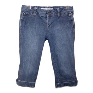 GAP Y2K Ultra Low Rise Cropped Jeans Stretch Denim Capri Cuffed Size 6